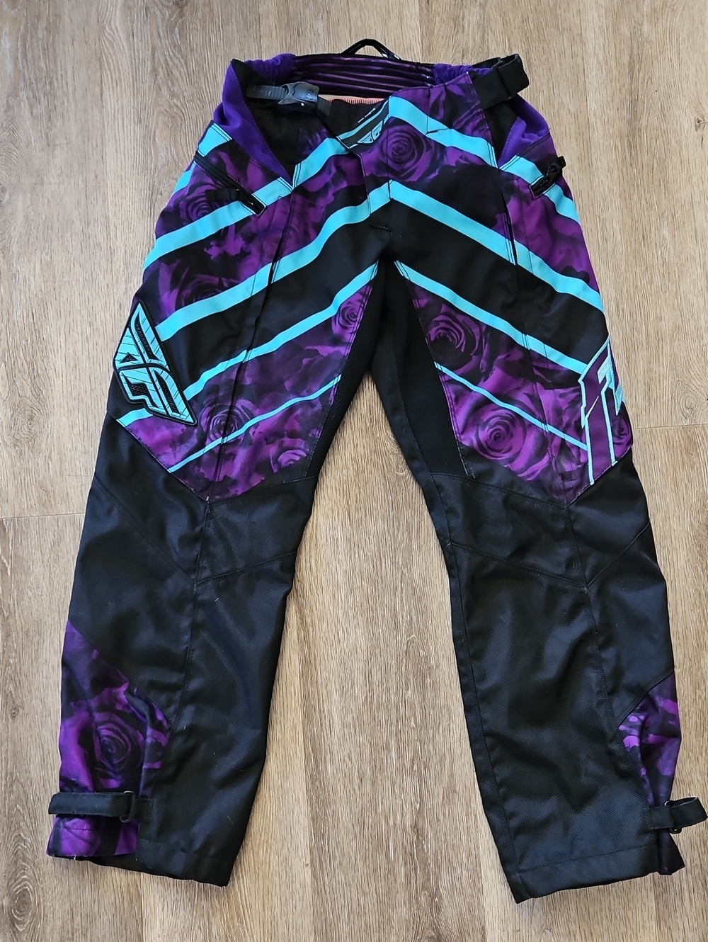 Women’s FLY racing Purple & Black Motocross Kinetic Pants with Teal Size 26